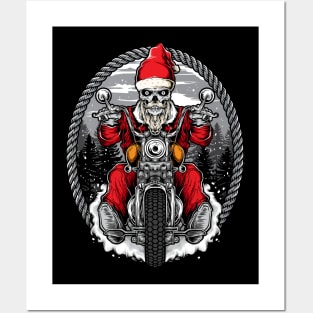 Santa Biker Posters and Art